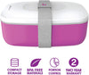 deocose All-in-One Stackable Bento Lunch Box Container - Sleek and Modern Bento-Style Design Includes 2 Stackable Containers, Built-in Plastic Utensil Set, and Nylon Sealing Strap (Purple)